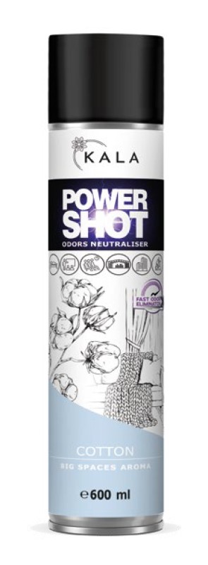 Power Shot Bawełna - neutralizator zapachów 600ml spray KALA